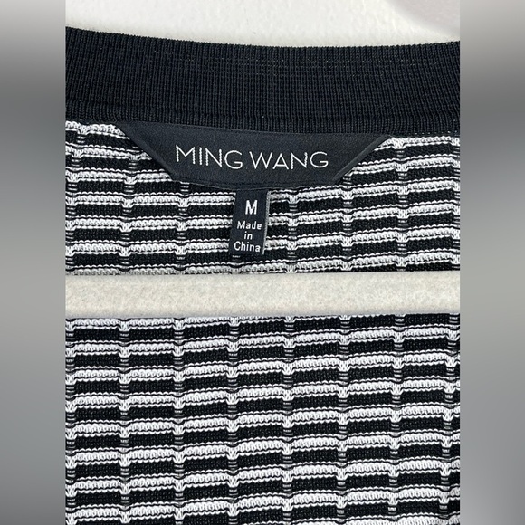 NWOT MING WANG Women’s Black and White Knit Cardigan Size Medium - Picture 3 of 6
